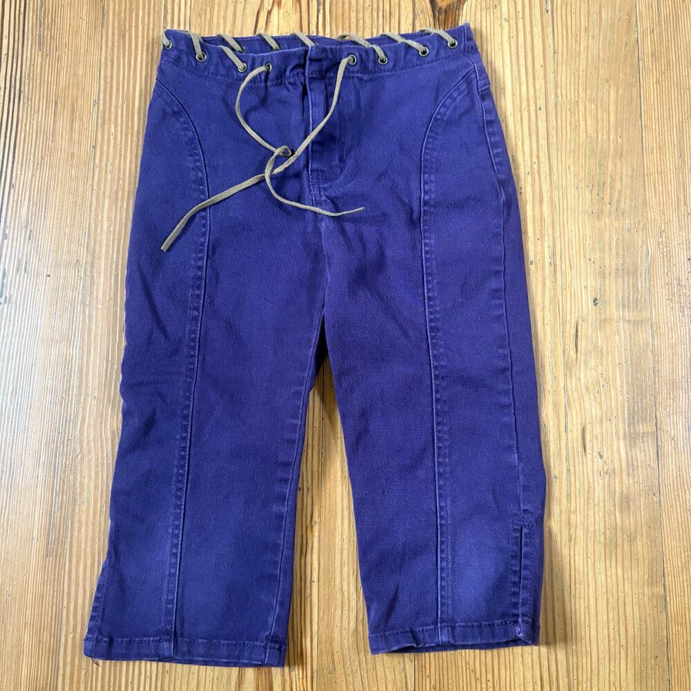 Jordache retro purple leather stitch trim wide leg‎ cropped pant SIZE 8